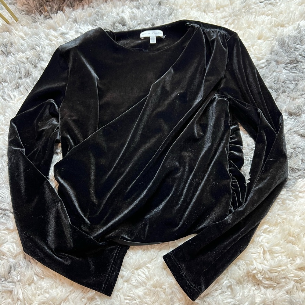 Maison D’Amelie Black Velvet Wrap Top